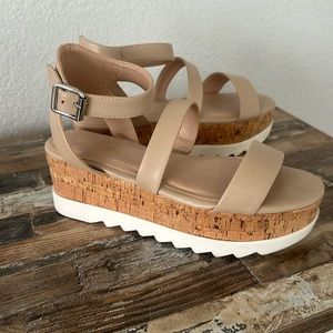 Madden tan wedge sandals.